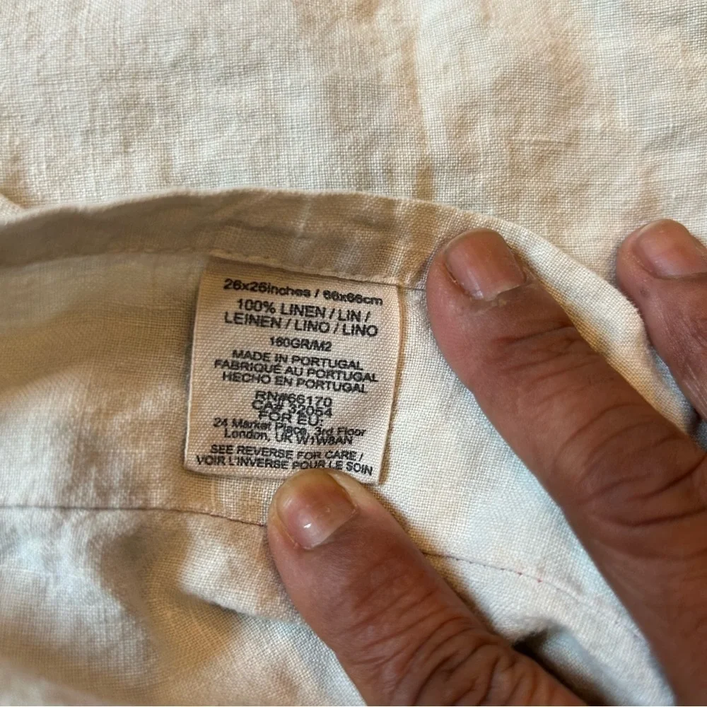 Anthropologie Pillow Shams Set 100% Linen Grey Beige Euro 26x26 French Country